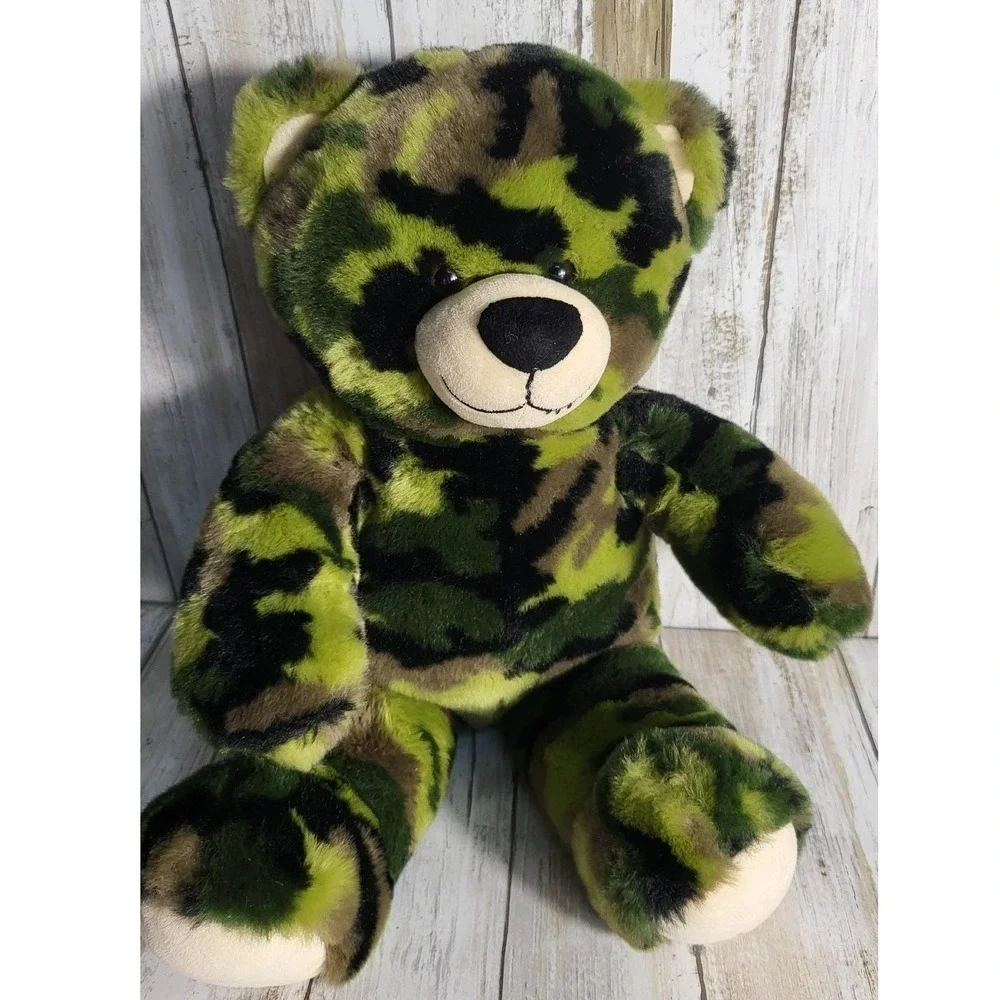 Build A Bear Camouflage Plush Teddy Bear Stuffed Animal Toy Green Brown